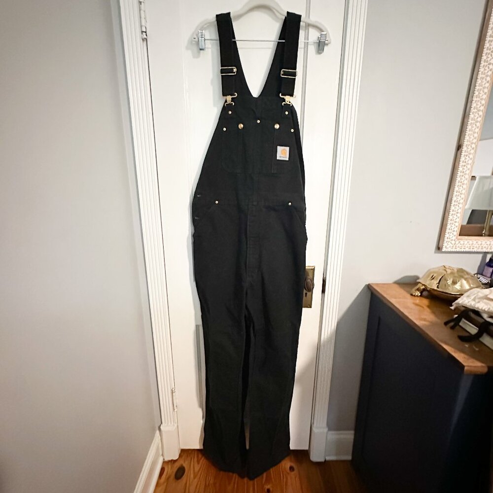 Carhartt Vintage R01 Black Bib Overalls with Gold Details 36 x 34